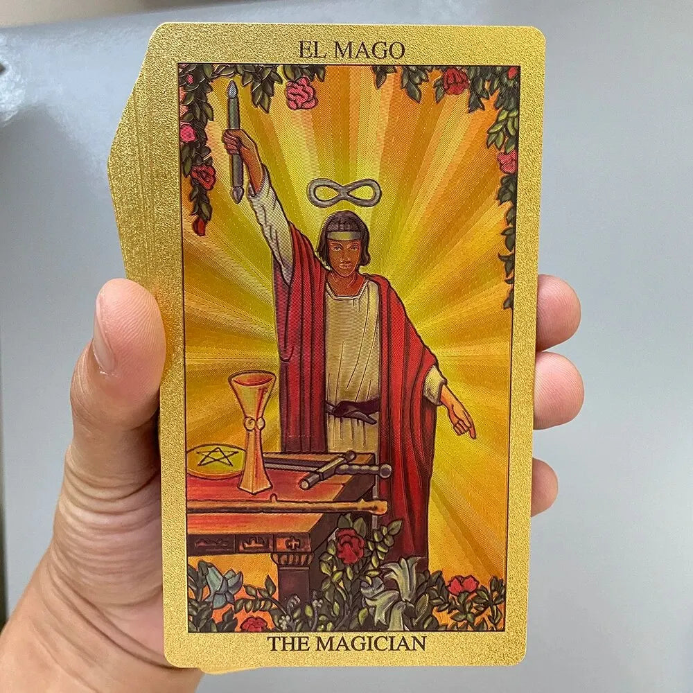 Golden Foil Tarot Cards - Bilingual English & Espanol