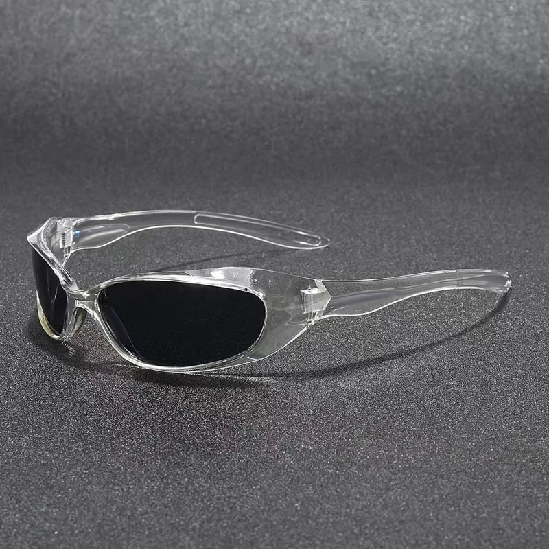 Ice frame smoke lens wraparound sunglasses