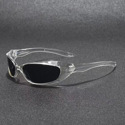 Ice frame smoke lens wraparound sunglasses