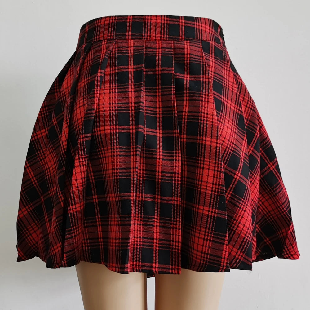 Riot Red Plaid skirt pleated back view