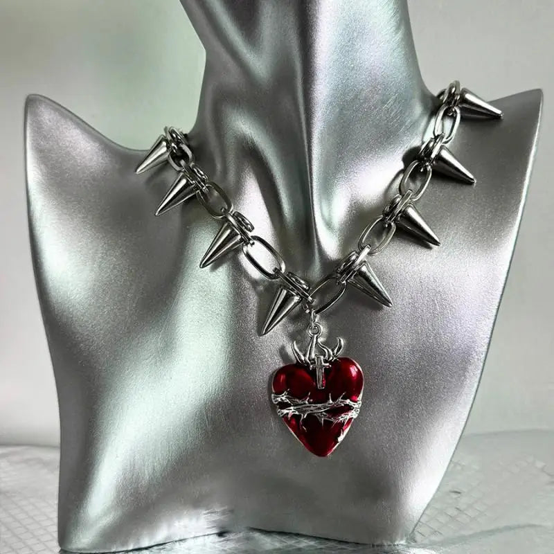 Red heart pendant detail
