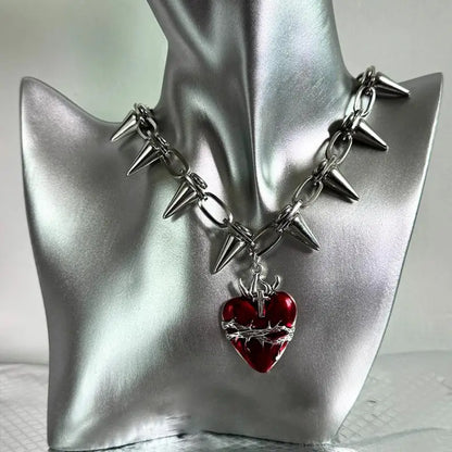 Red heart pendant detail