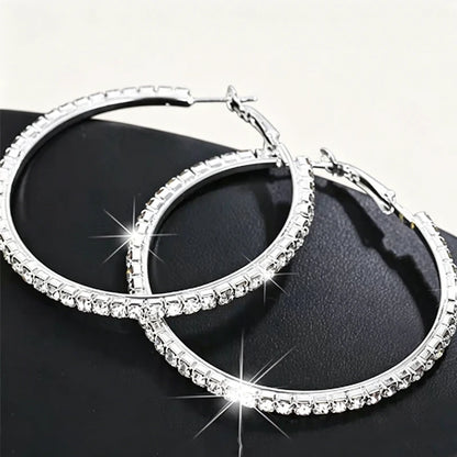 Liquid Chrome silver-tone rhinestone hoop earrings