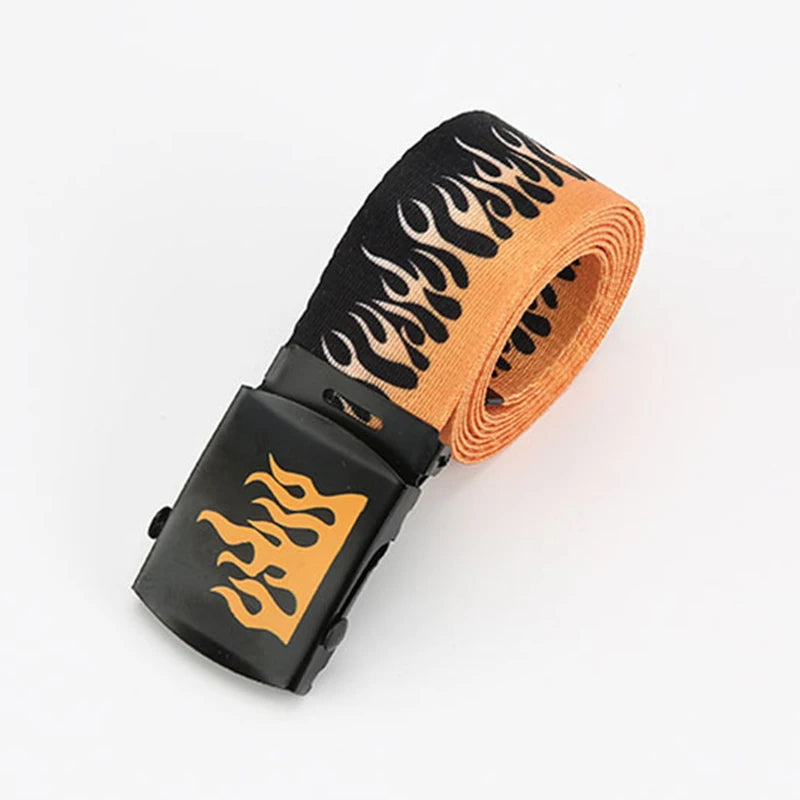 Butter yellow flame web belt