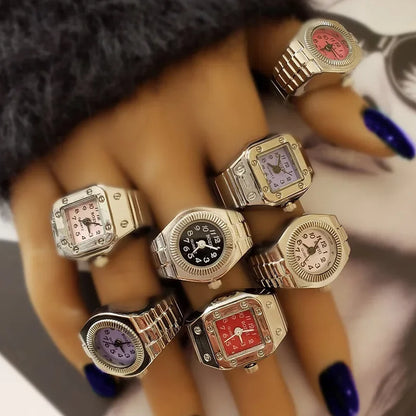 Finger watch rings on hand