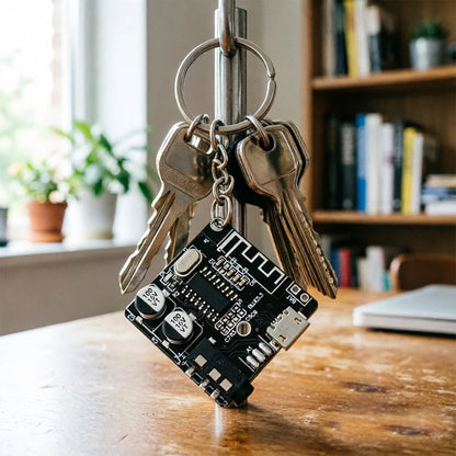 Circuit board keychain on a set of keys