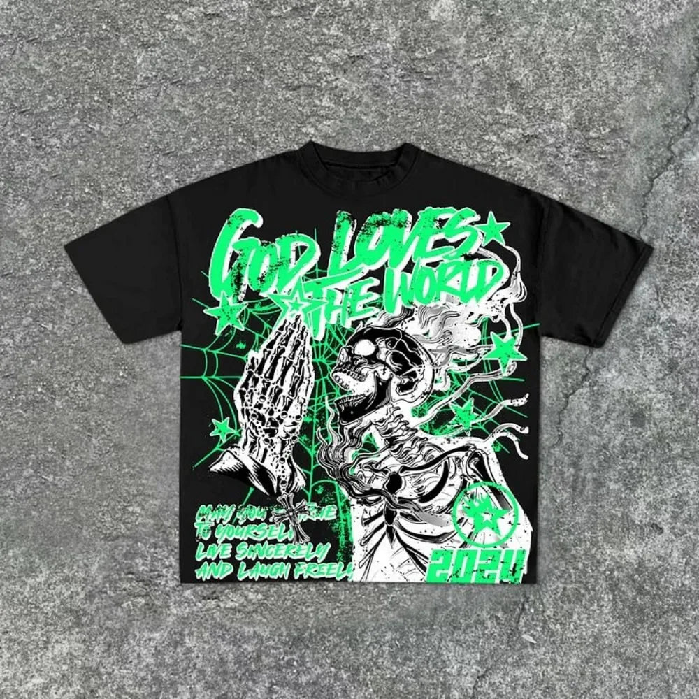 Toxic - black tee with green skeleton print