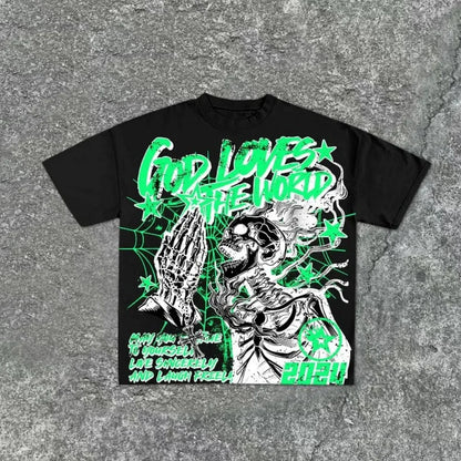 Toxic - black tee with green skeleton print