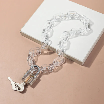 Ice clear acrylic padlock chain choker