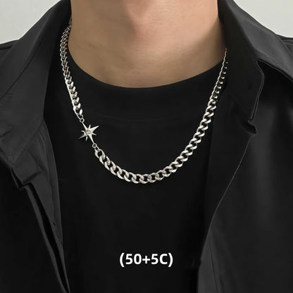 Solo Chain four-point star curb chain necklace worn on model