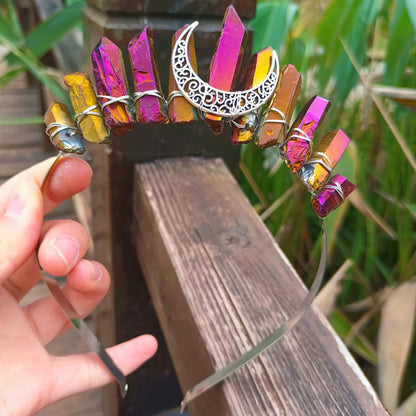 Deep purple crystal moon crown