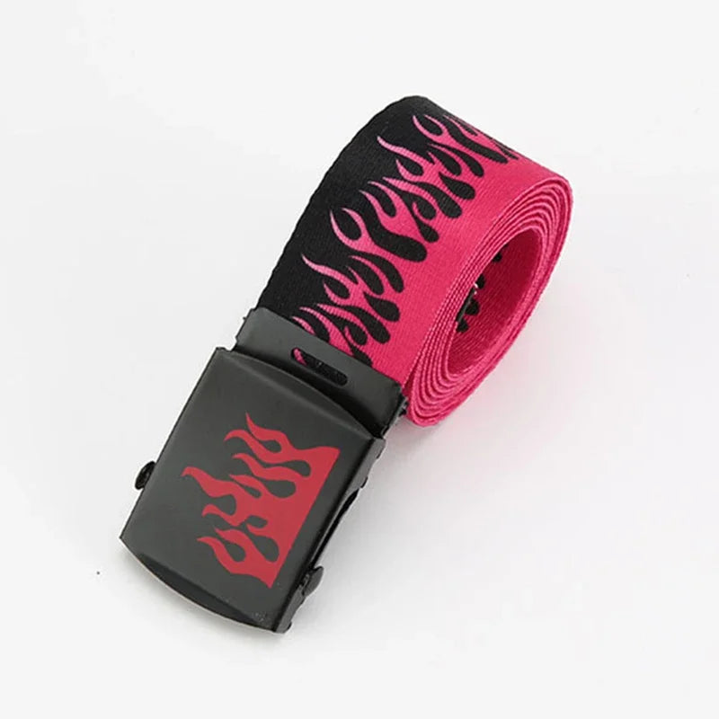 Blood Red flame web belt