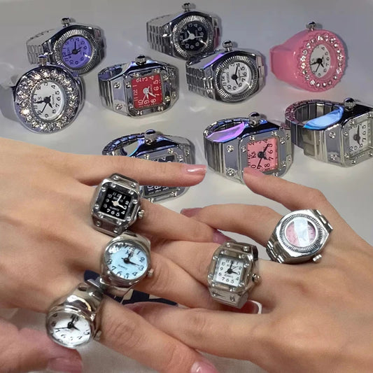 Punk finger watch rings spread