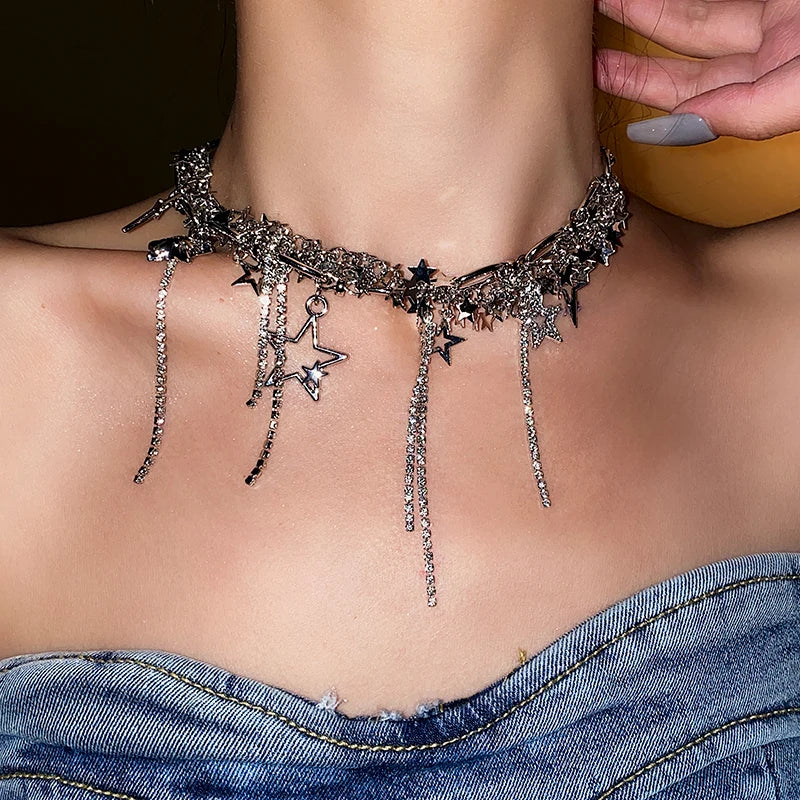 Star charm choker worn