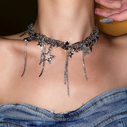 Star charm choker worn