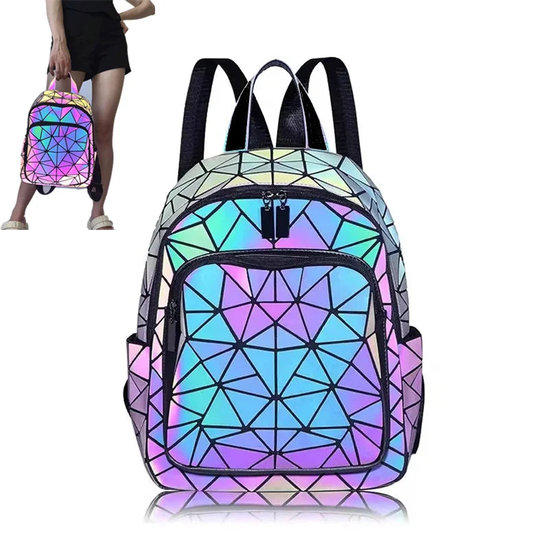 Prism Riot holographic geometric backpack front view