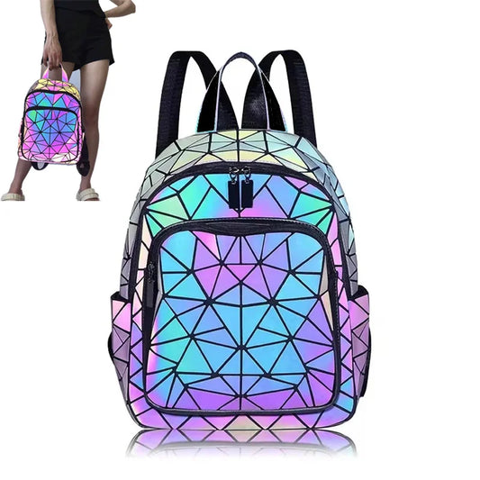 Prism Riot holographic geometric backpack front view