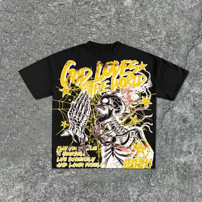 Hornet - black tee with yellow skeleton print