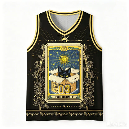 Tarot Cat Black gold tarot panel jersey