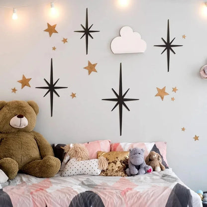 Black starburst wall set arranged as a constellation