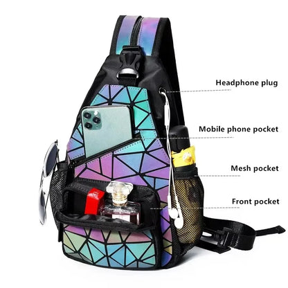 Sling bag interior pockets and headphone port