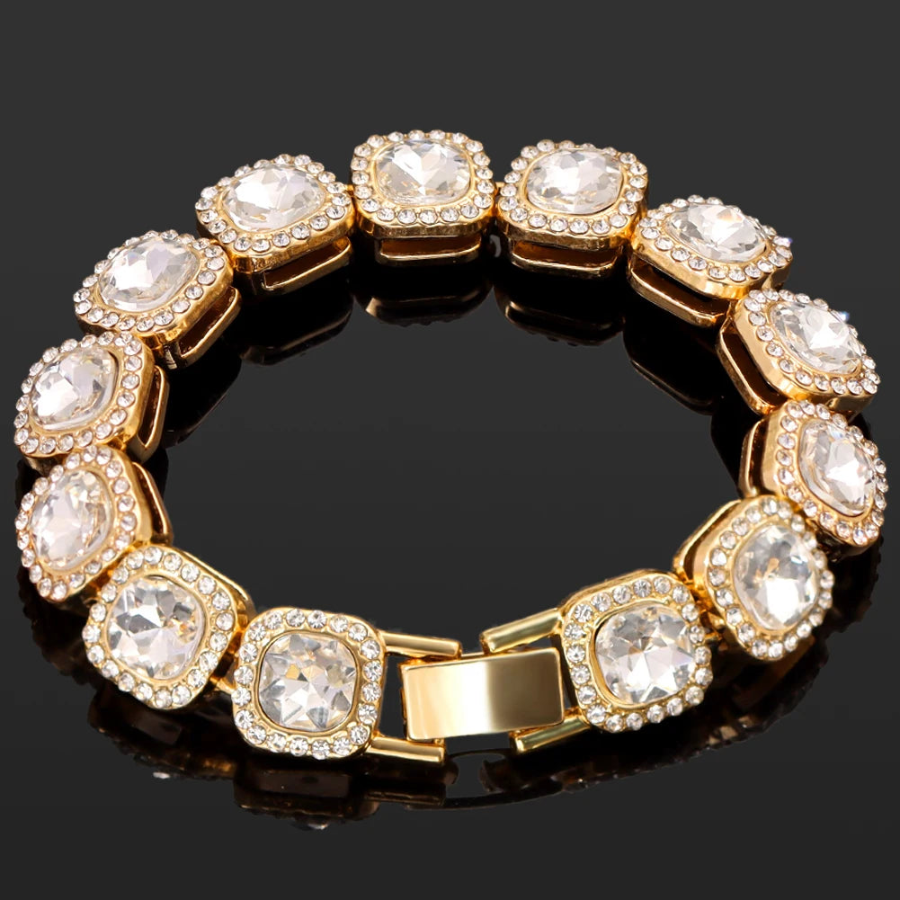 Gold square stone crystal bracelet