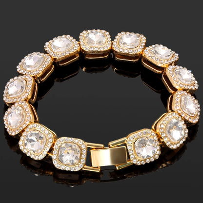 Gold square stone crystal bracelet