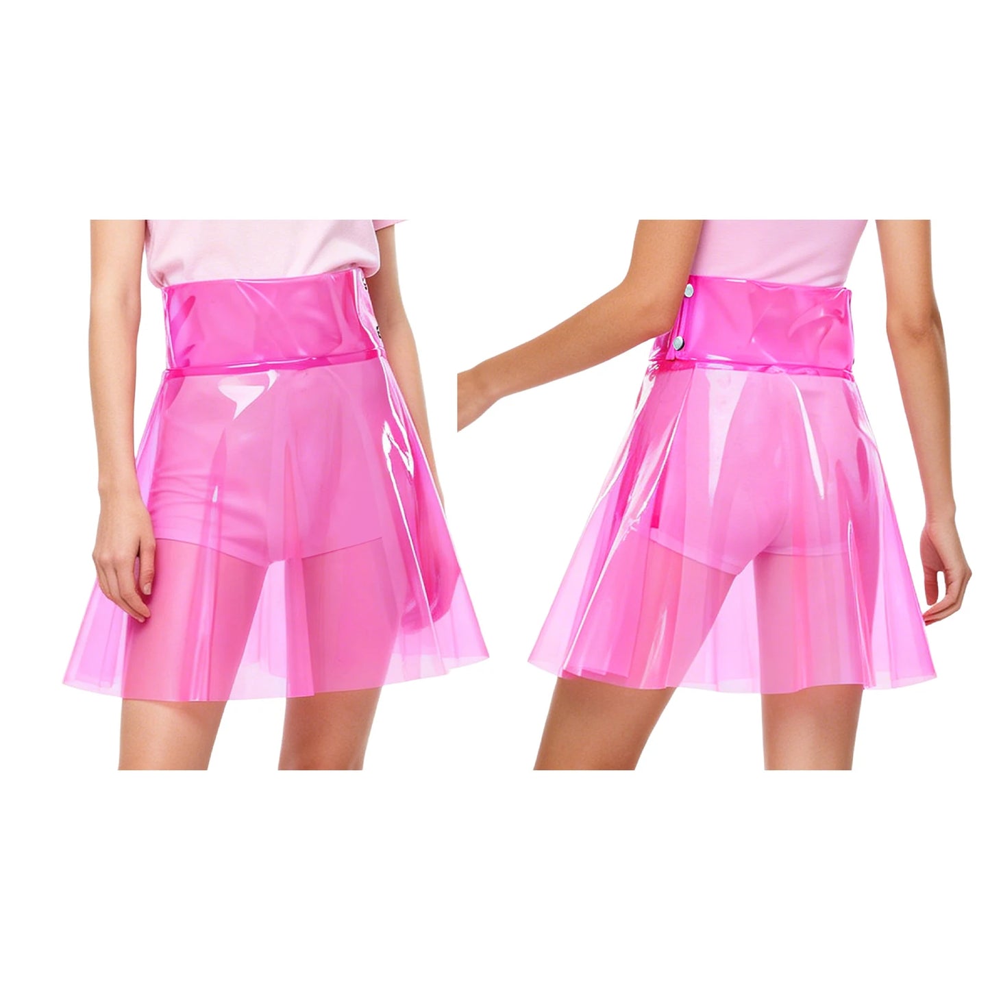 Hot Pink translucent pleated mini skirt