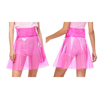 Hot Pink translucent pleated mini skirt
