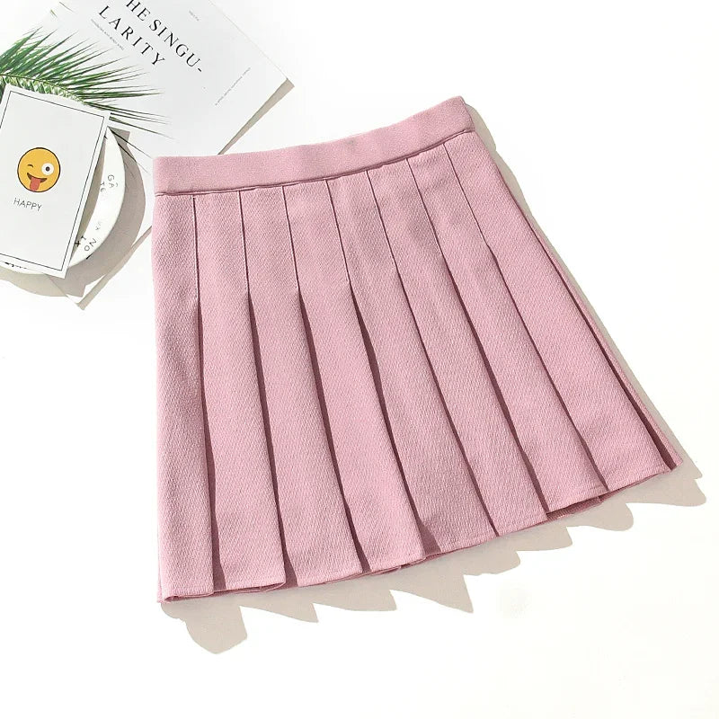 Dusty rose plain pleated mini skirt