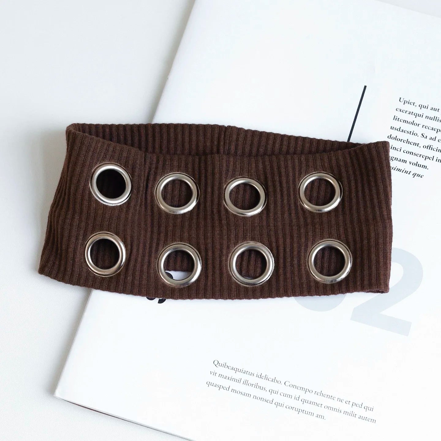 Espresso grommet stretch headband