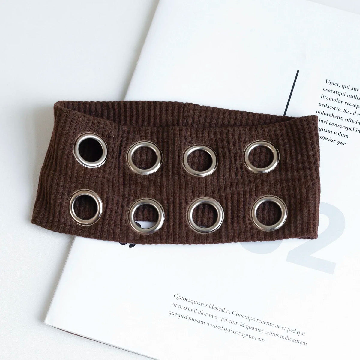 Espresso grommet stretch headband