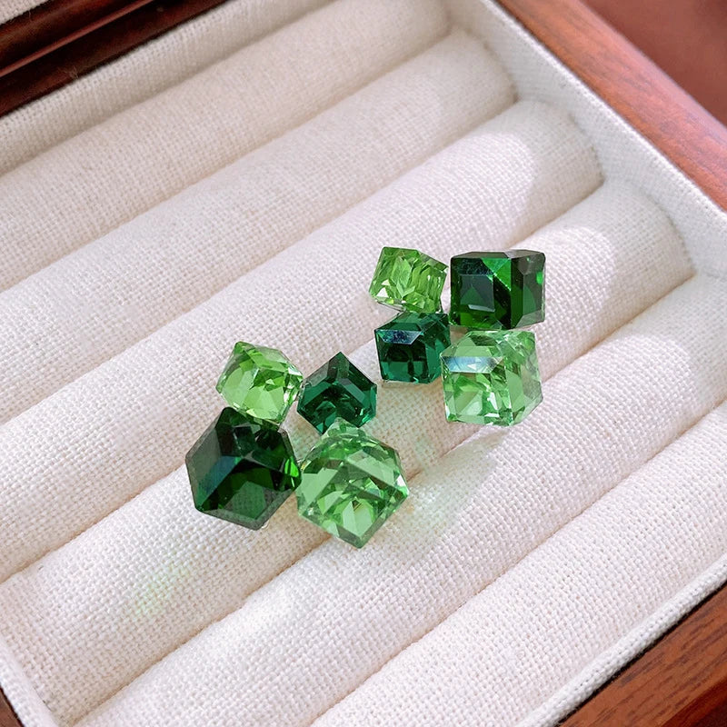 Toxic Green crystal cube cluster studs