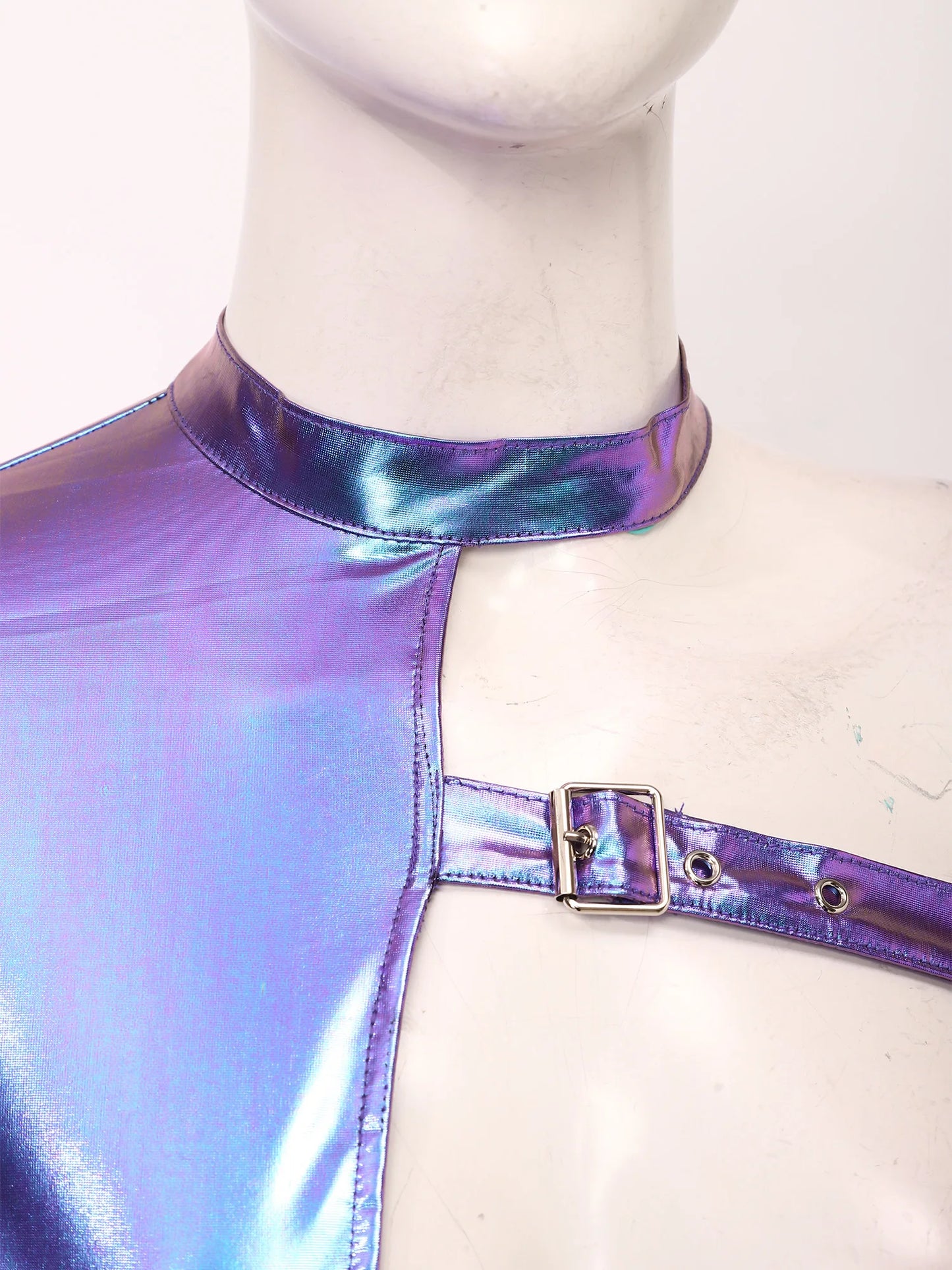 Liquid Metal One-Shoulder Rave Top
