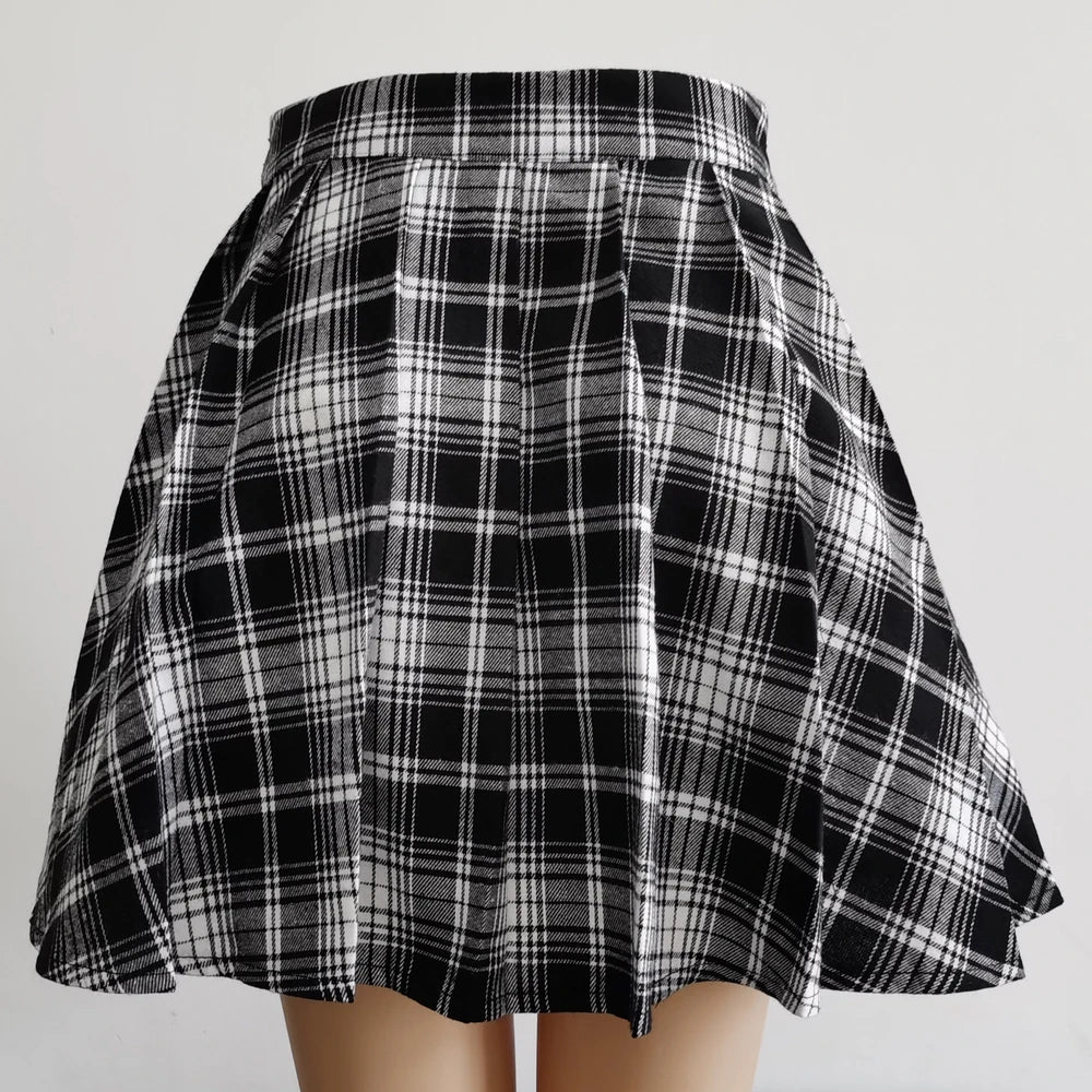 Static Plaid skirt pleated back view