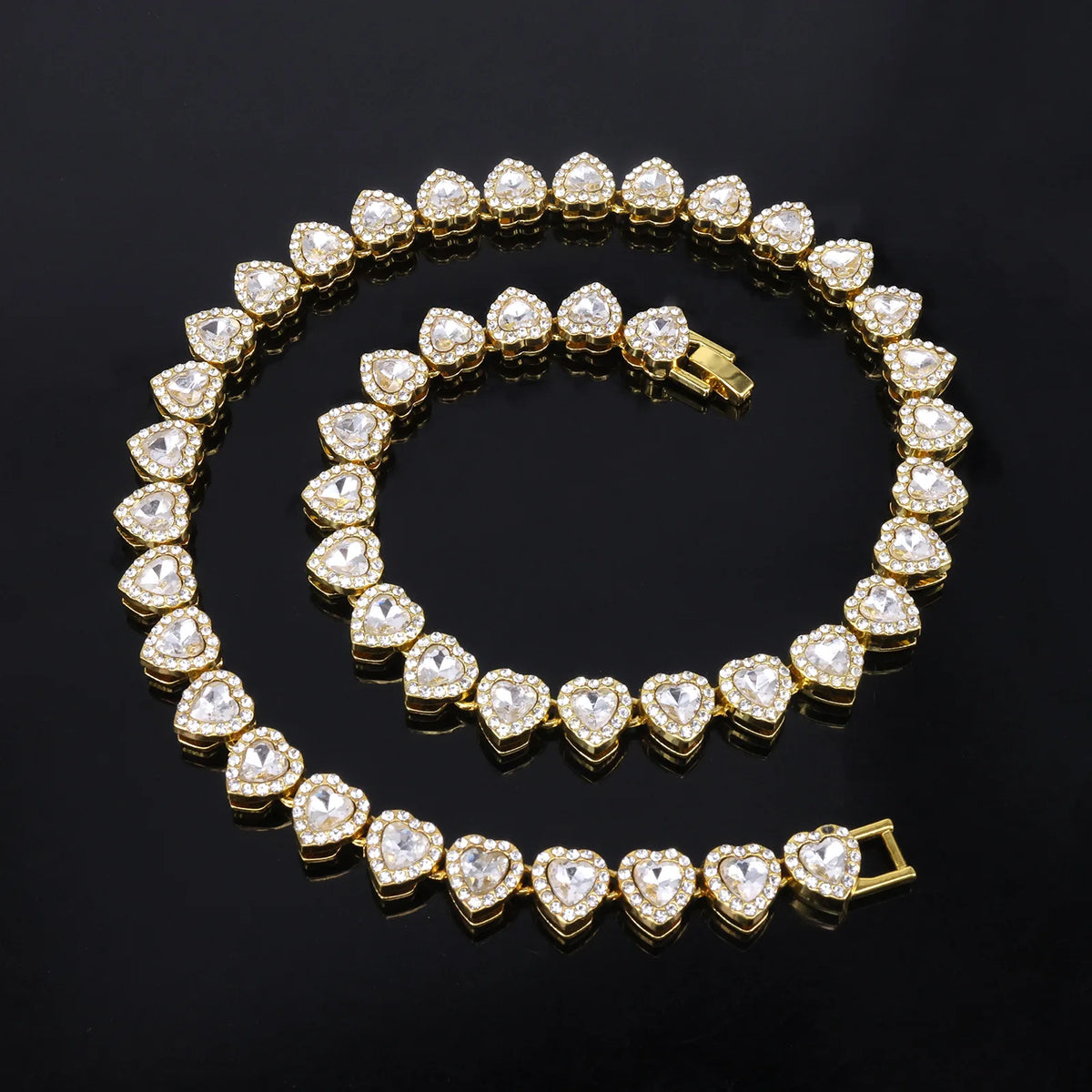 Gold Ice heart tennis chain