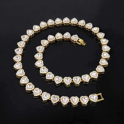 Gold Ice heart tennis chain