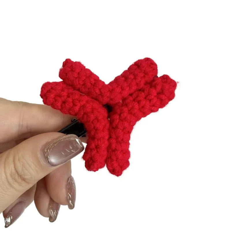 Close up of the crocheted yarn texture