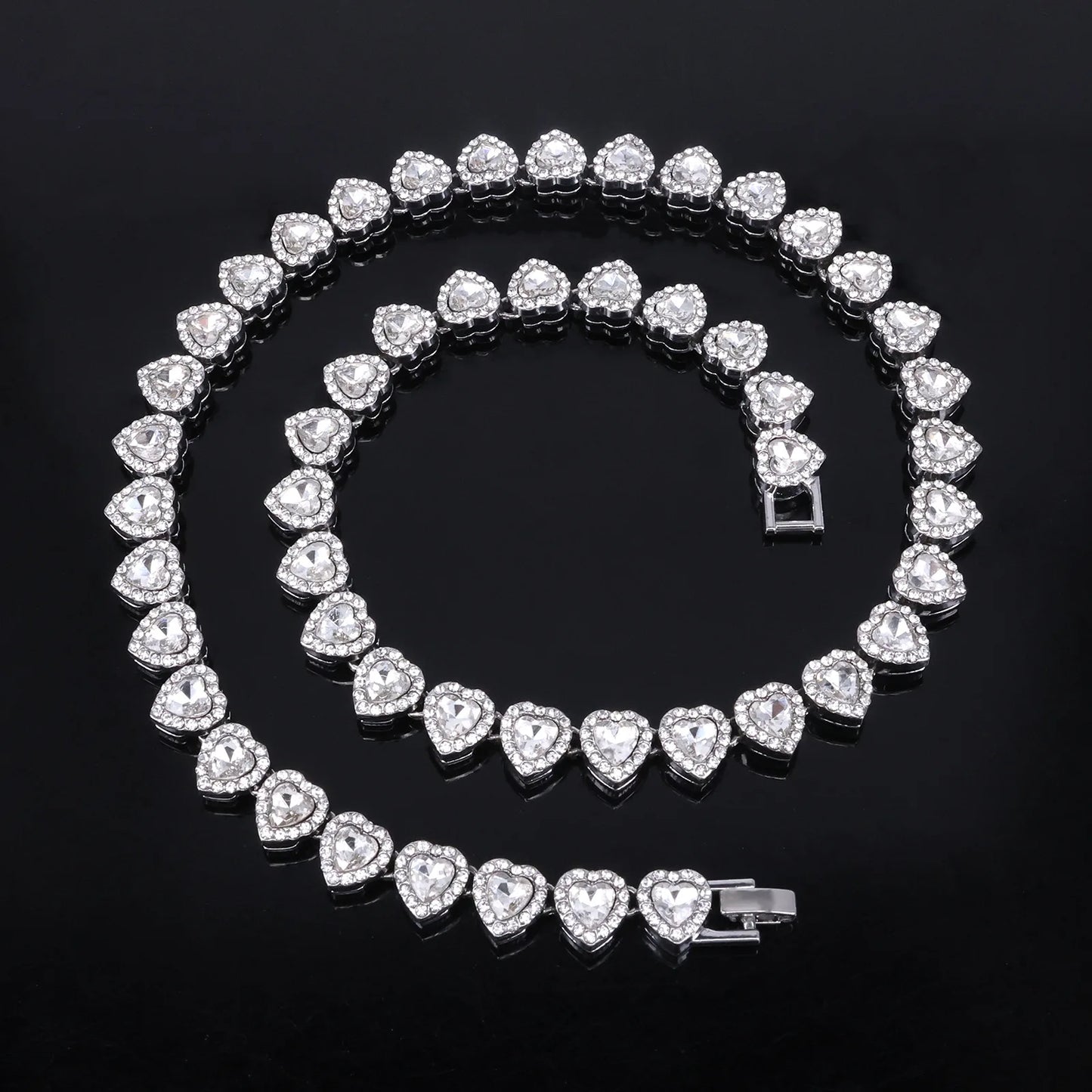 Chrome Ice heart tennis chain