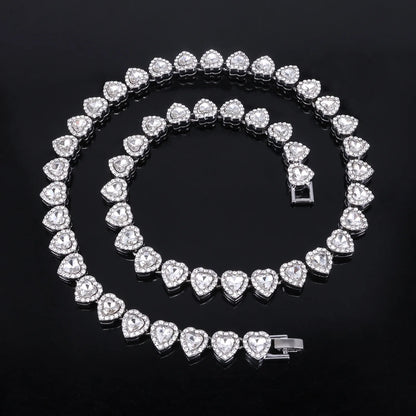 Chrome Ice heart tennis chain
