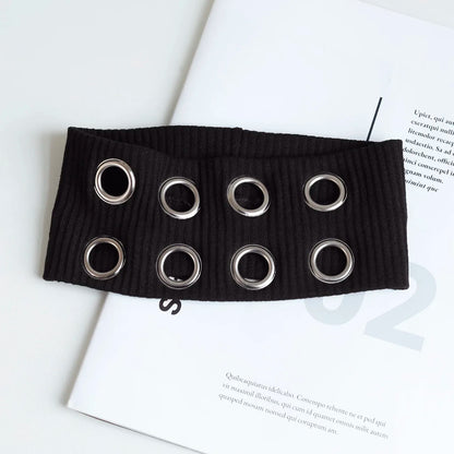 Riot Black grommet stretch headband