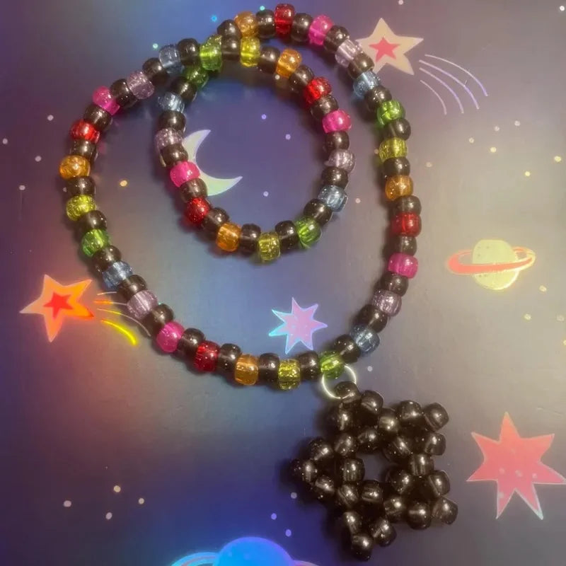 01 Rainbow Static kandi star necklace