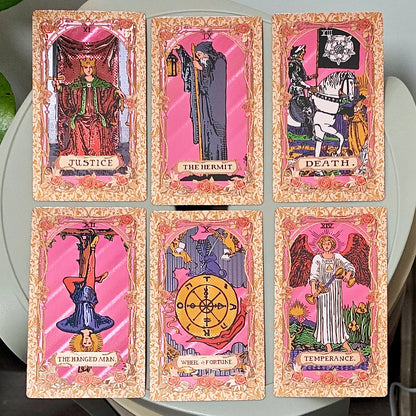 Major arcana cards Justice Hermit Death