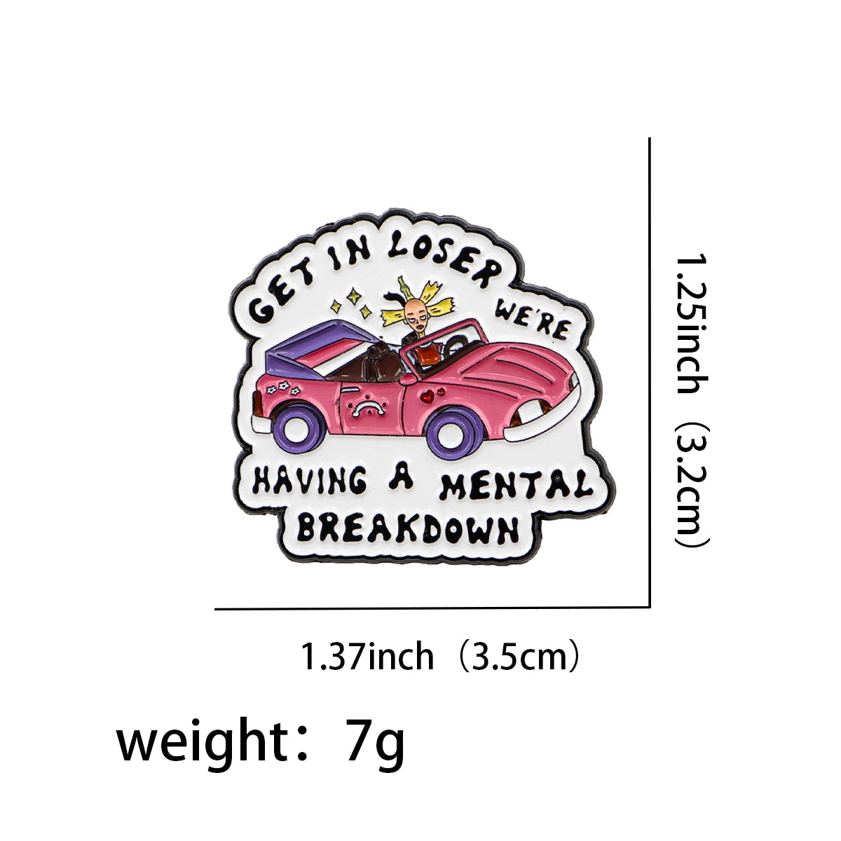 Enamel pin size guide 1.37 inches wide by 1.25 inches tall