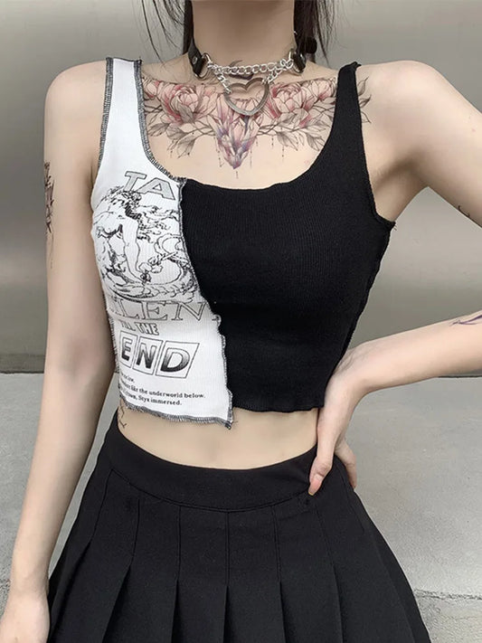 Till The End spliced punk crop tank front view