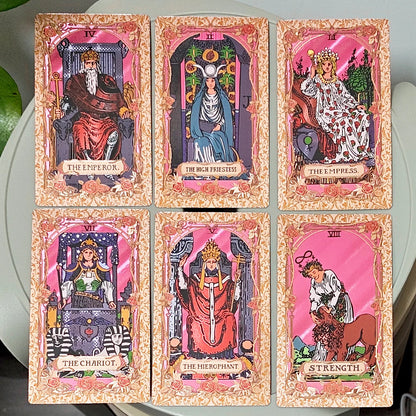 Pink keepsake tarot box open