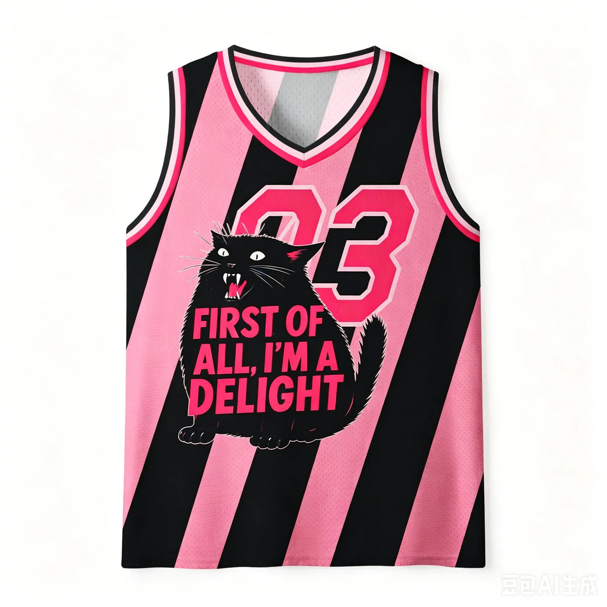 Delight Stripe Black diagonal stripe cat jersey