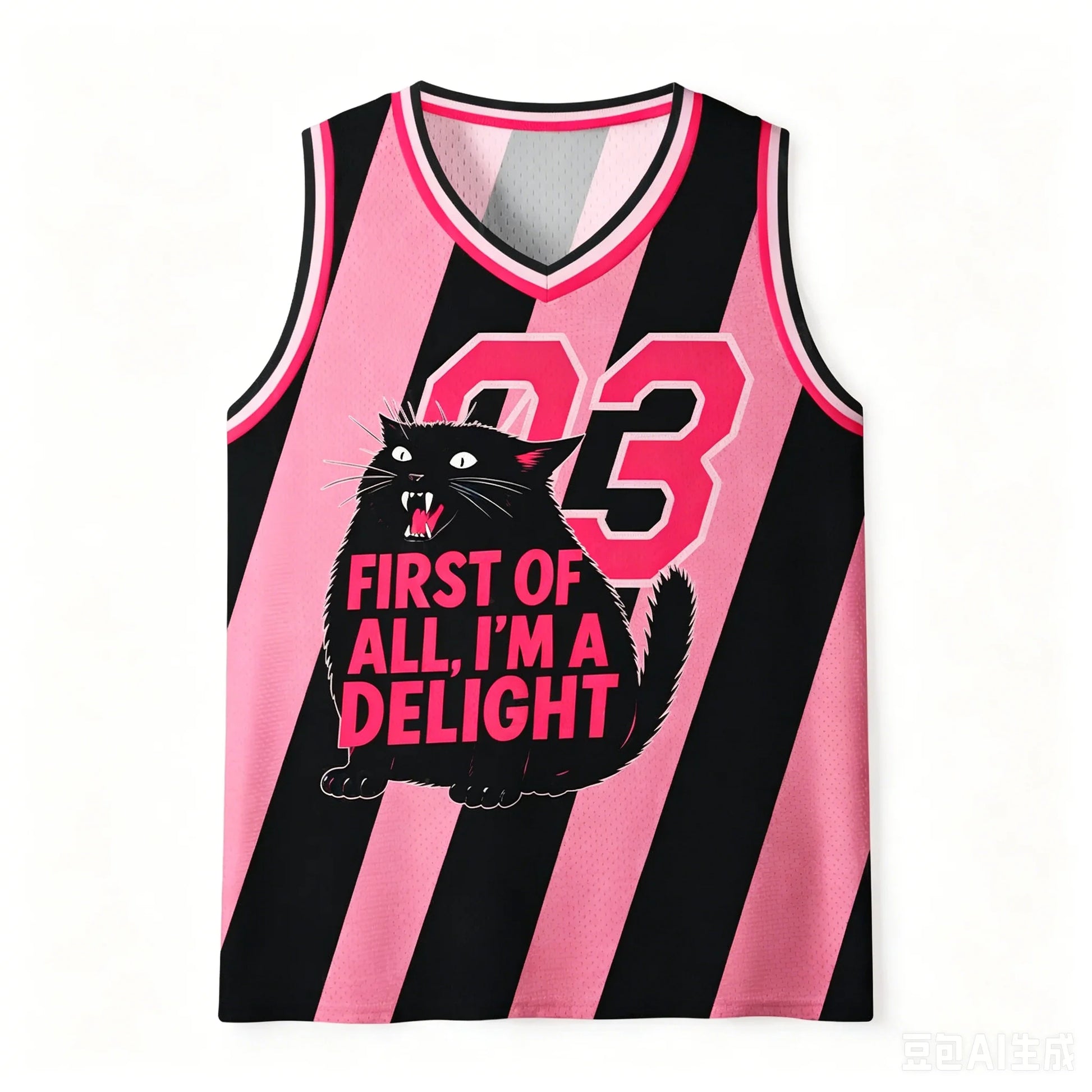 Delight Stripe Black diagonal stripe cat jersey