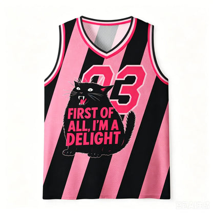 Delight Stripe Black diagonal stripe cat jersey