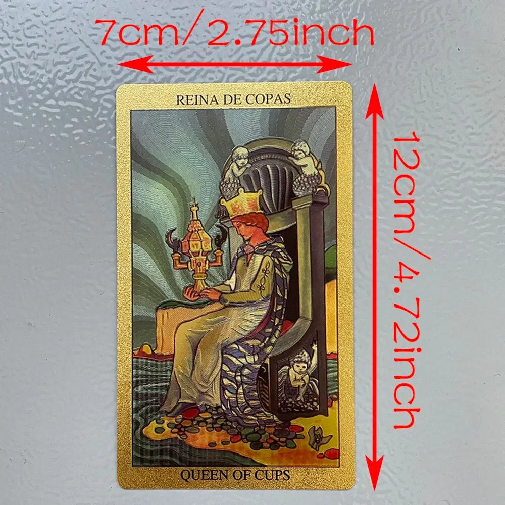 Golden Foil Tarot Cards - Bilingual English & Espanol